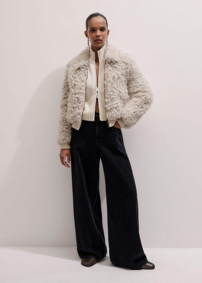 Cream Two-Way Zip Jacket | ME+EM