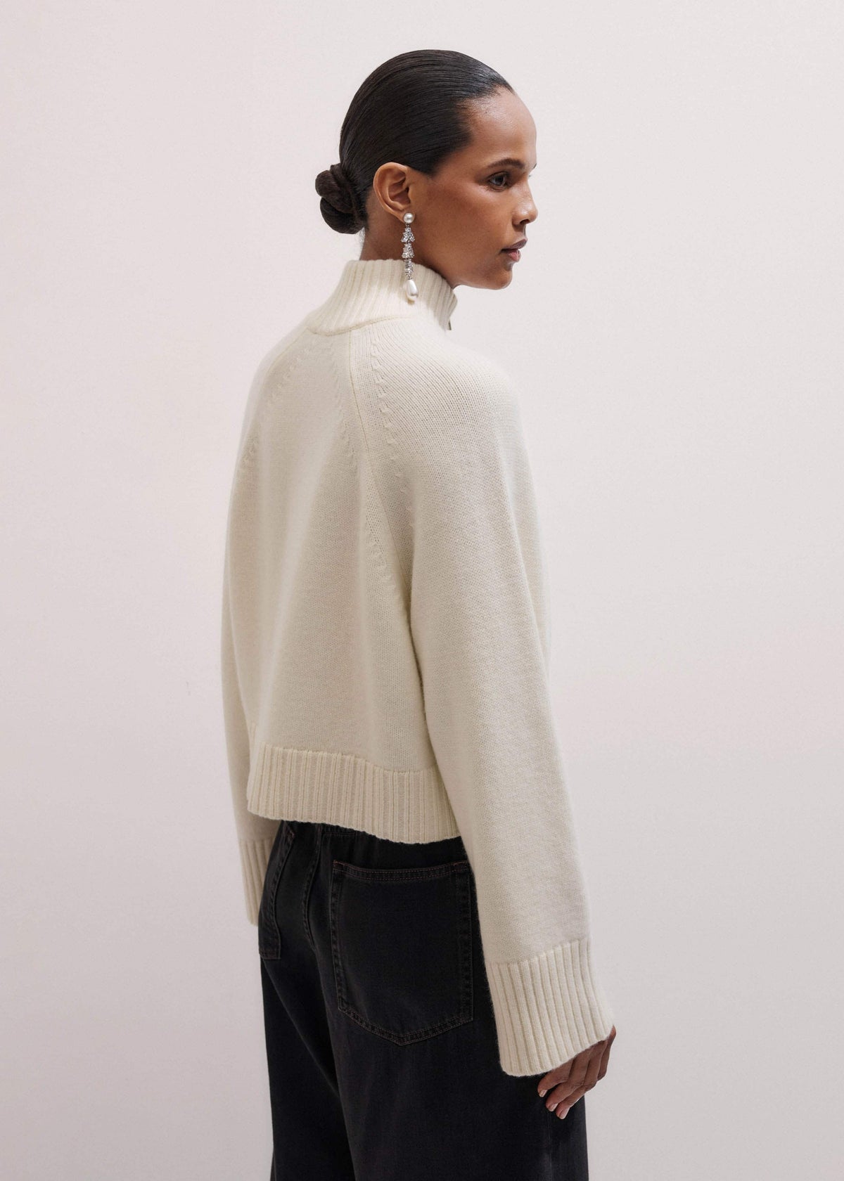 Cream Two-Way Zip Jacket | ME+EM
