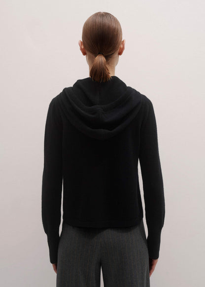 Black Cashmere Relaxed Fit Box Zip Hoodie | ME+EM
