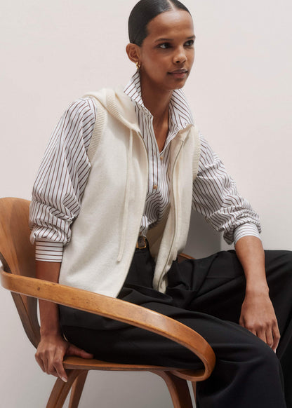 Cream Icon Cashmere Sleeveless Blazer Hoody | ME+EM
