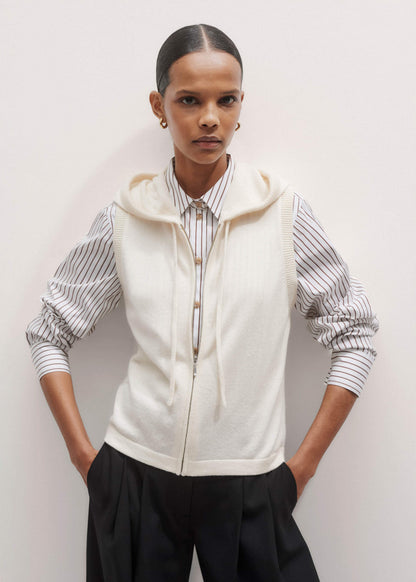 Cream Icon Cashmere Sleeveless Blazer Hoody | ME+EM