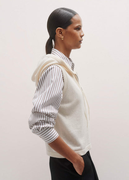 Cream Icon Cashmere Sleeveless Blazer Hoody | ME+EM