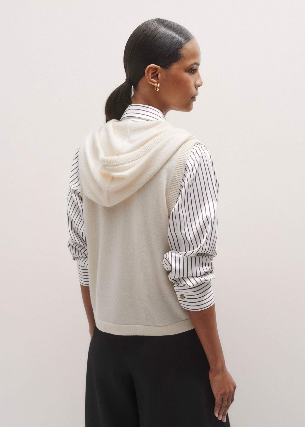 Cream Icon Cashmere Sleeveless Blazer Hoody | ME+EM