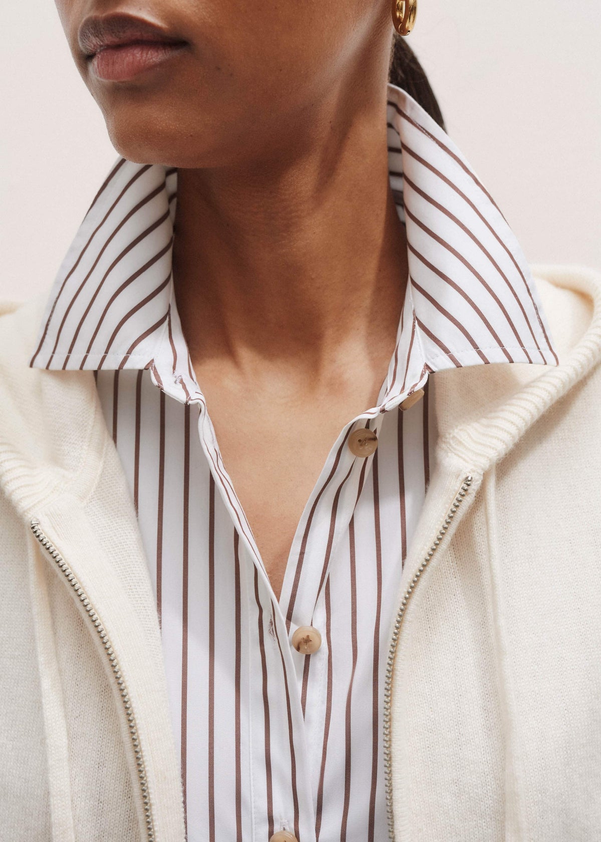 Cream Icon Cashmere Sleeveless Blazer Hoody | ME+EM