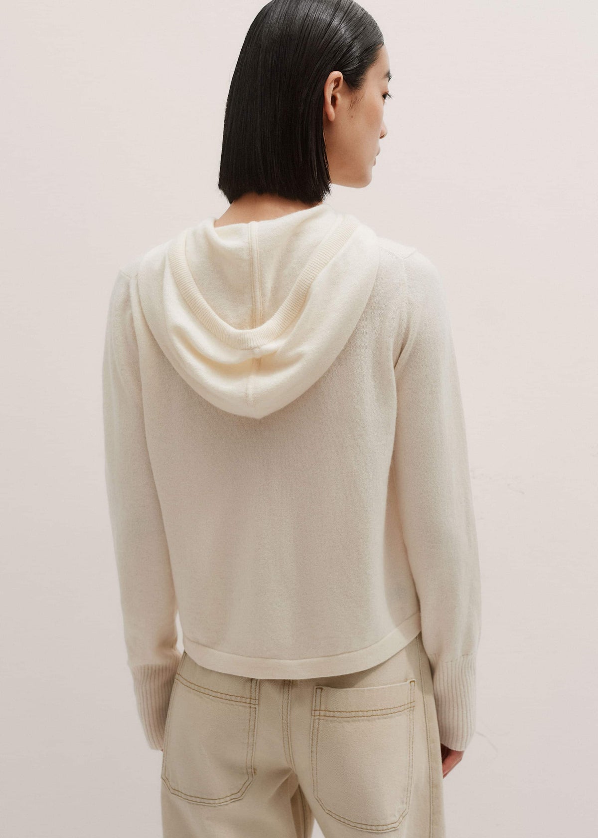 Cream Cashmere Relaxed Fit Box Zip Hoody | ME+EM