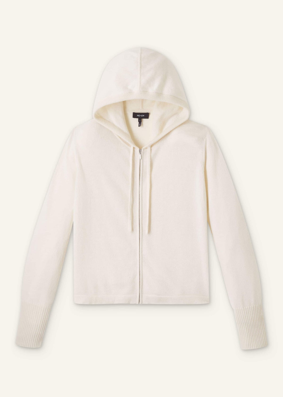 Cream Cashmere Relaxed Fit Box Zip Hoody | ME+EM
