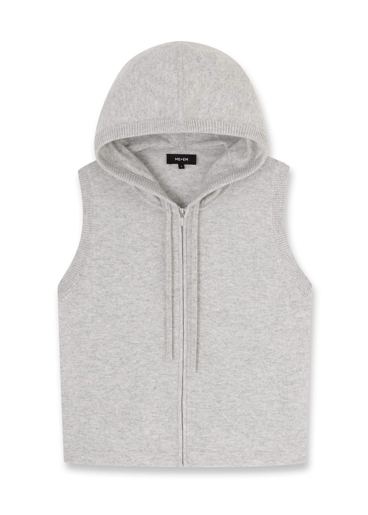 Gray Cashmere Sleeveless Relaxed Zip Hoodie | ME+EM
