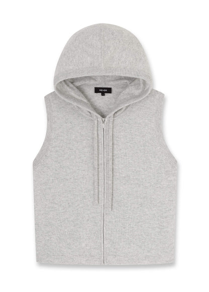 Gray Cashmere Sleeveless Relaxed Zip Hoodie | ME+EM