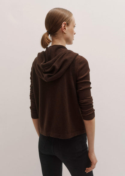 Brown Cashmere Sleeveless Relaxed Zip Hoodie | ME+EM