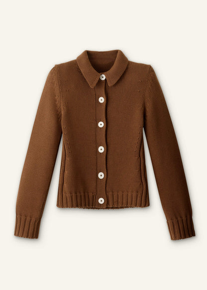 Brown Slim Collared Cardigan | ME+EM