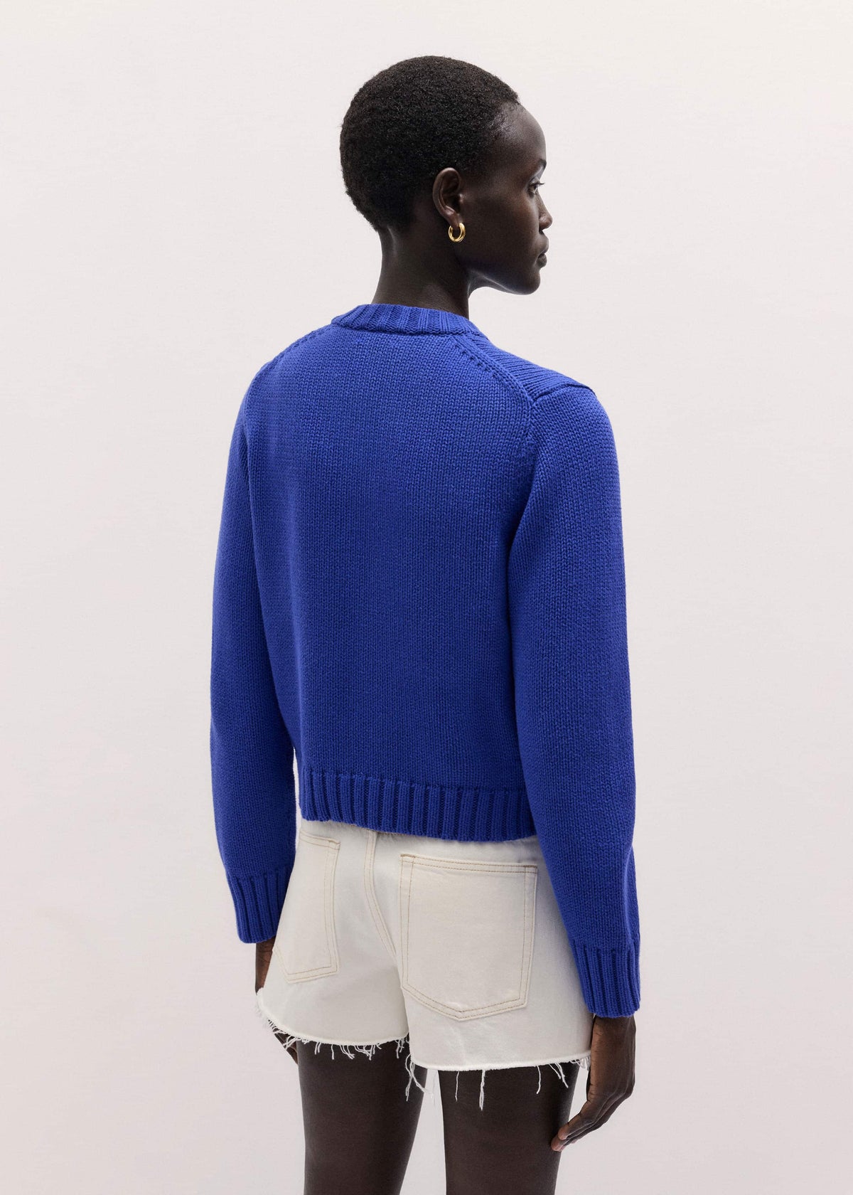 Deep Blue Straight Crop Cardigan | ME+EM