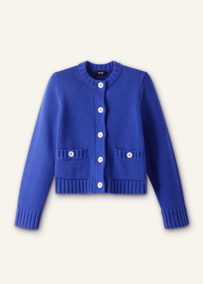 Deep Blue Straight Crop Cardigan | ME+EM