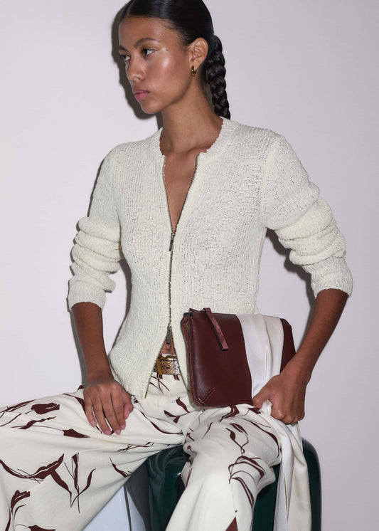 Cream Double Zip Cardigan | ME+EM