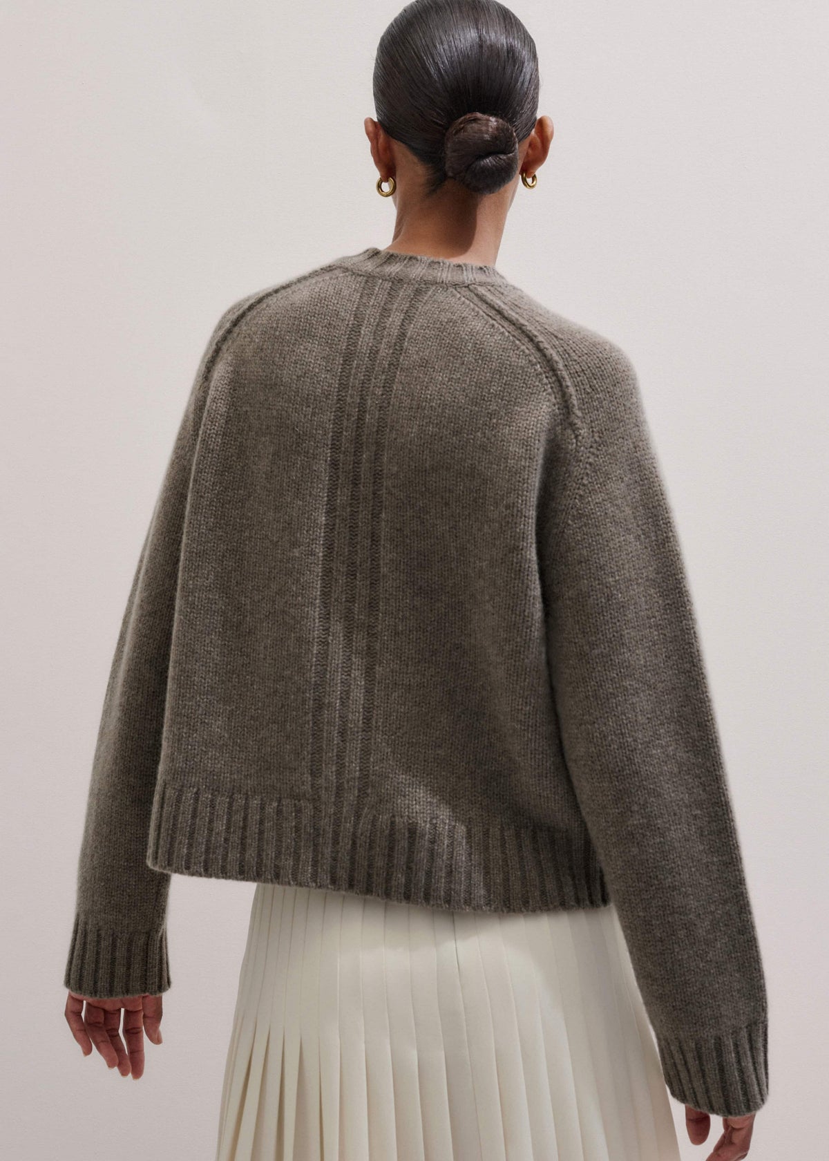 Brown Cashmere Relaxed Saddle Shoulder Cardigan | ME+EM
