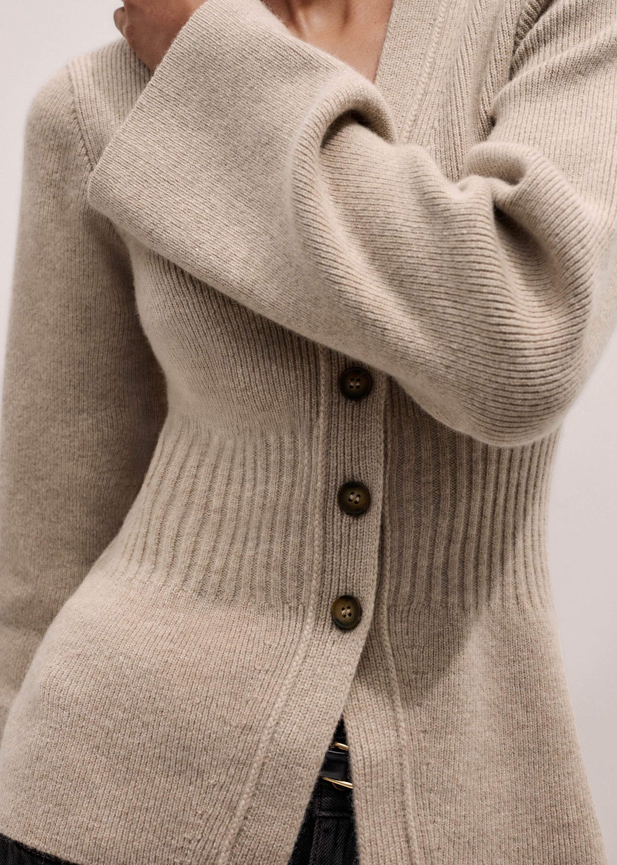 Brown Merino Cashmere Contour Cardigan | ME+EM