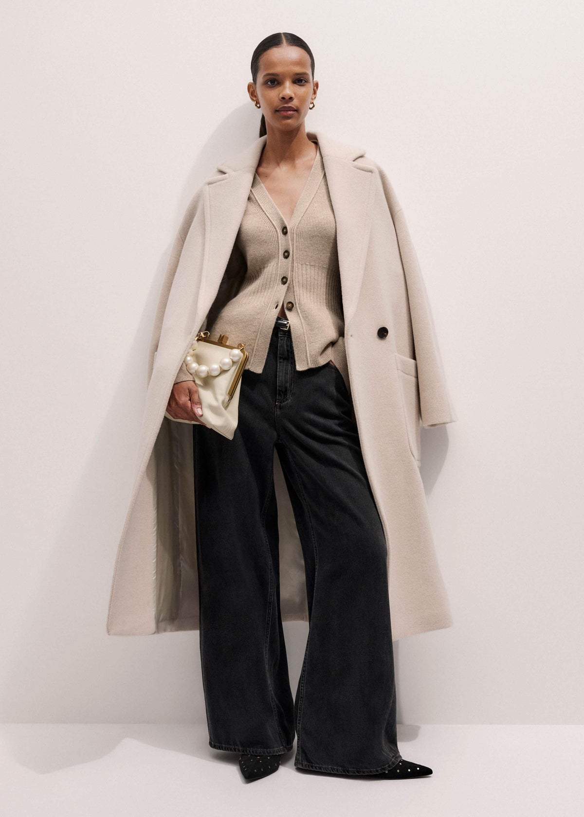 Brown Merino Cashmere Contour Cardigan | ME+EM