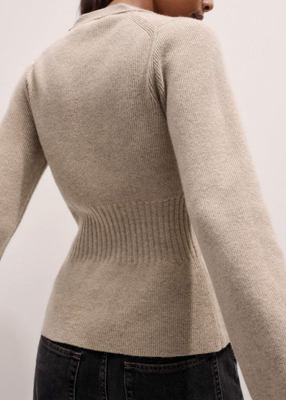 Brown Merino Cashmere Contour Cardigan | ME+EM
