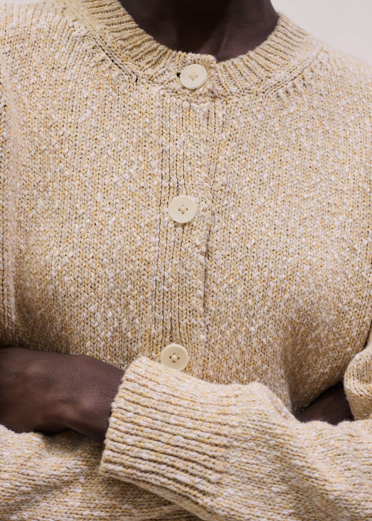 Yellow Relaxed Crew Neckline Cardigan | ME+EM