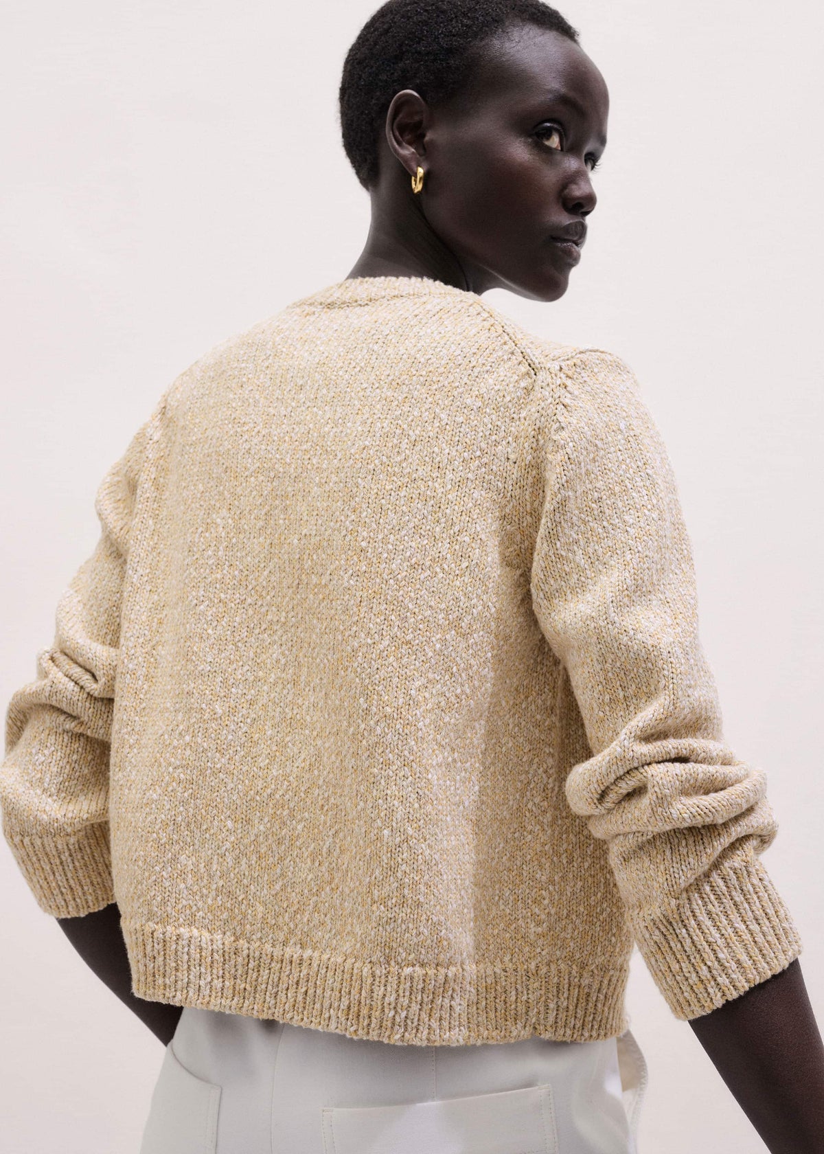 Yellow Relaxed Crew Neckline Cardigan | ME+EM