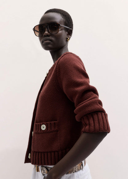 Cinnamon Straight Crop Cardigan | ME+EM