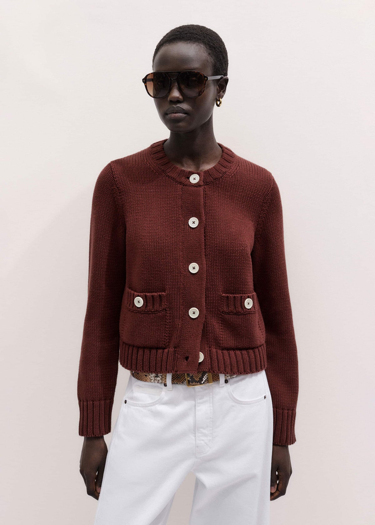 Cinnamon Straight Crop Cardigan | ME+EM