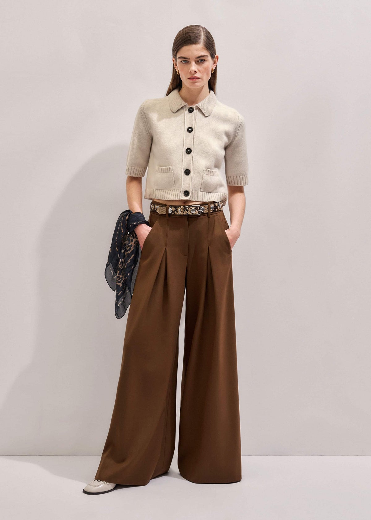 Cream Merino Cashmere Cropped Knit Jacket | ME+EM