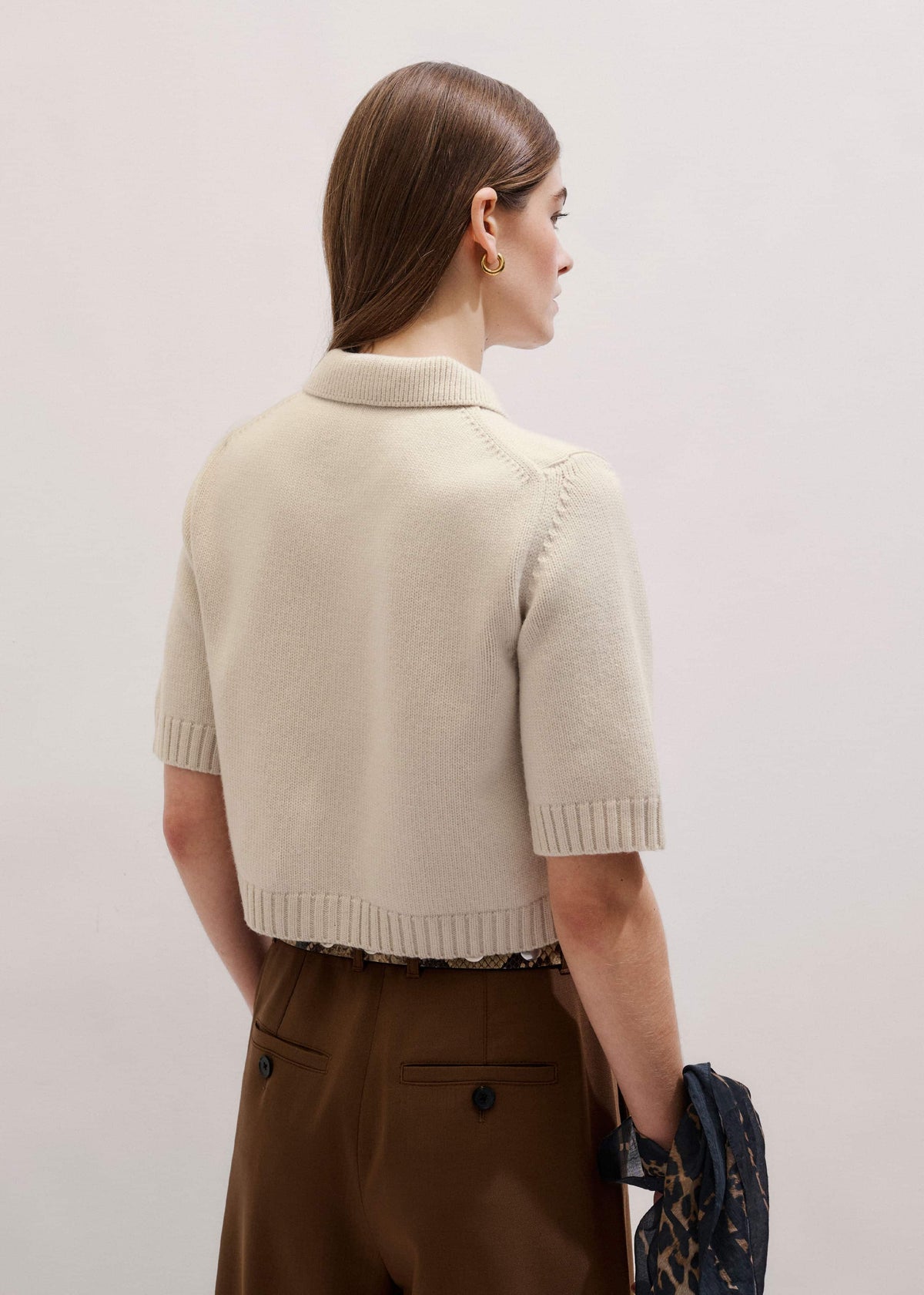 Cream Merino Cashmere Cropped Knit Jacket | ME+EM