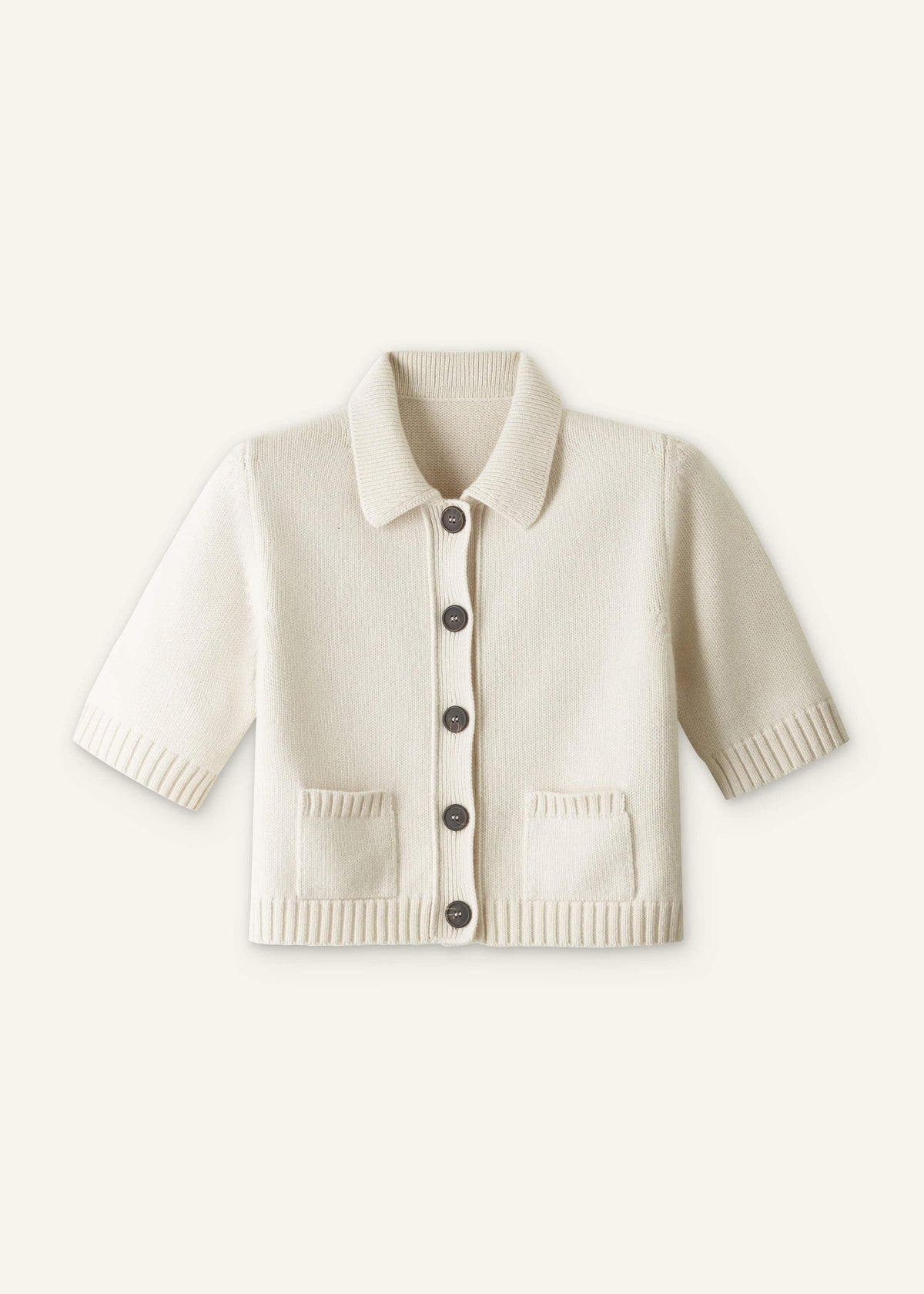 Cream Merino Cashmere Cropped Knit Jacket | ME+EM