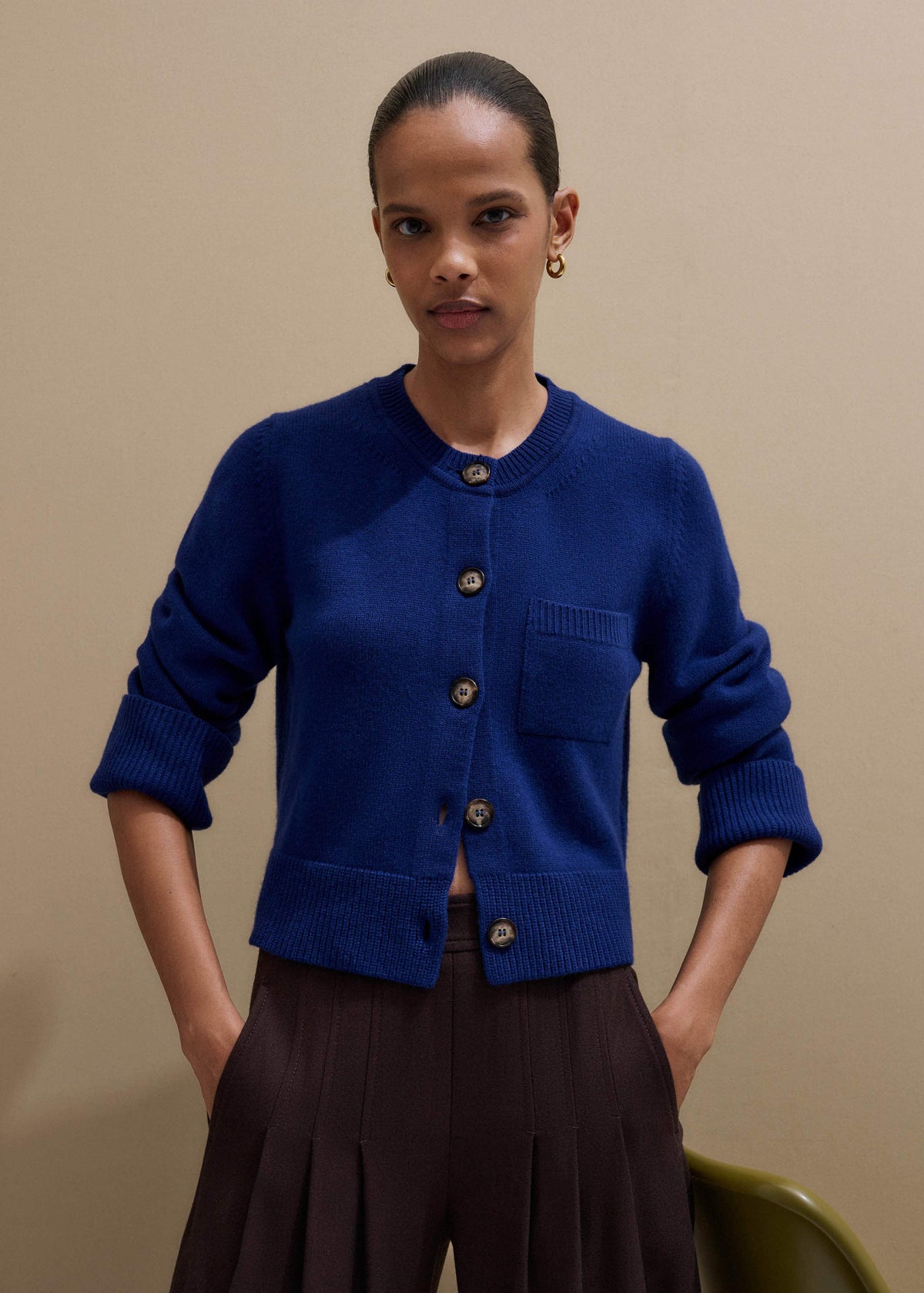 Blue Button-Through Straight Cardigan | ME+EM