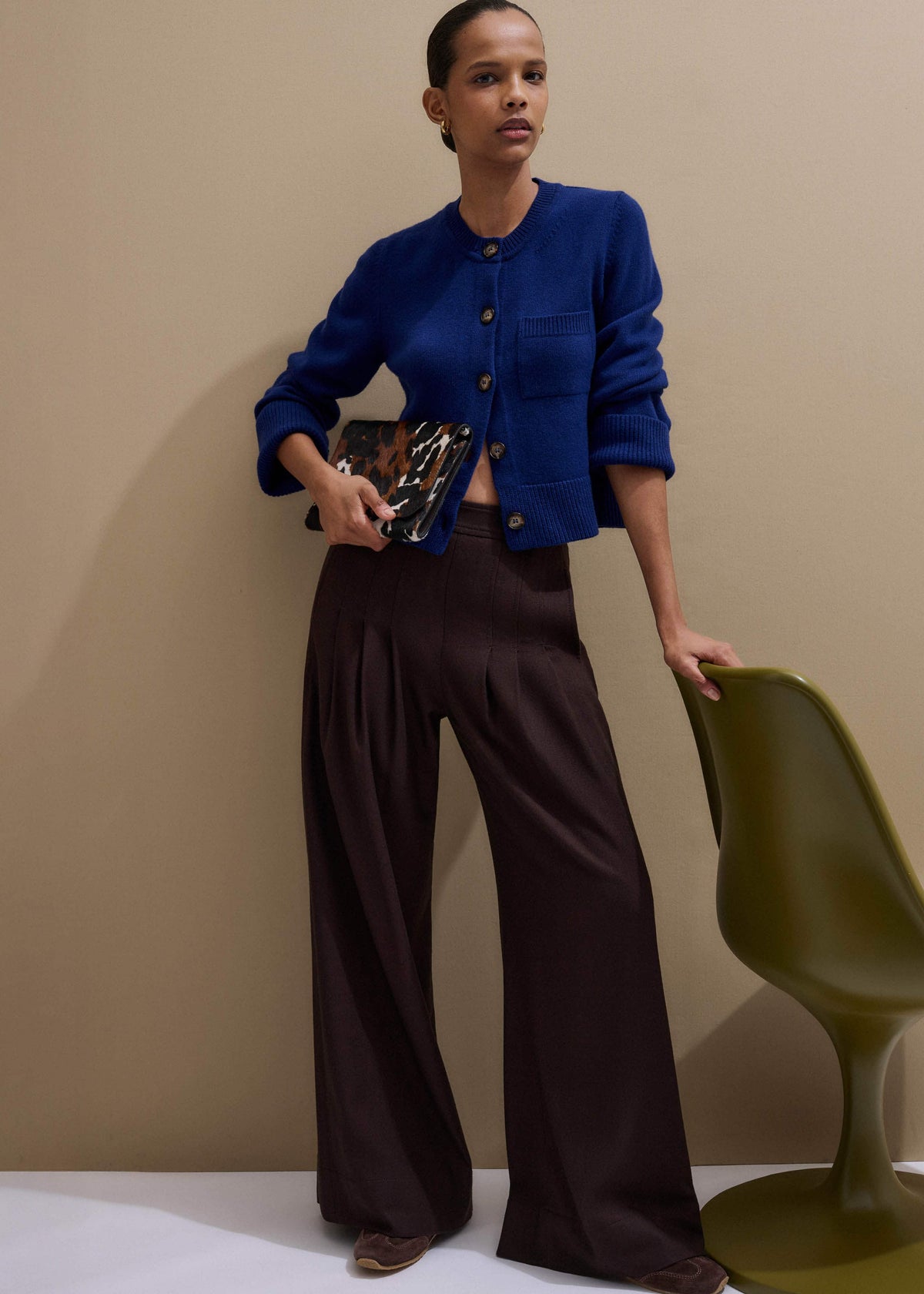 Blue Button-Through Straight Cardigan | ME+EM