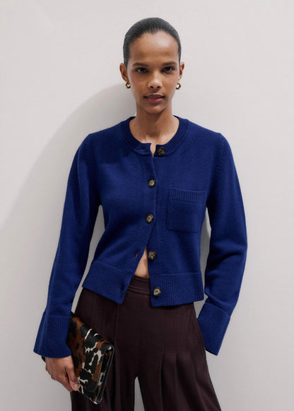 Blue Button-Through Straight Cardigan | ME+EM