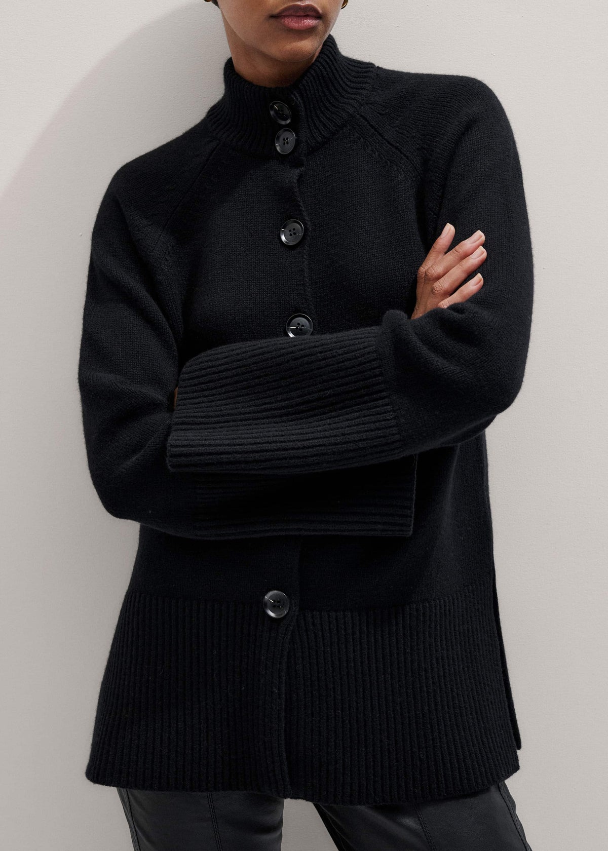 Black Button-Through Longline Cardigan | ME+EM