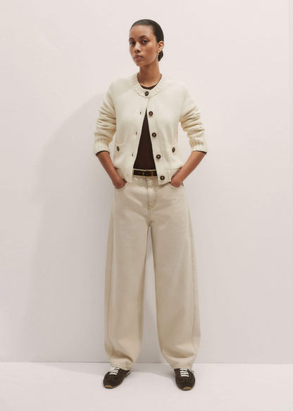 Cream Bracelet Sleeve Cropped Cardigan | ME+EM