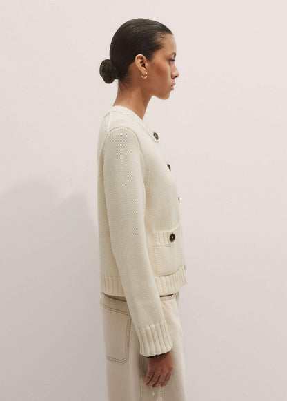 Cream Bracelet Sleeve Cropped Cardigan | ME+EM