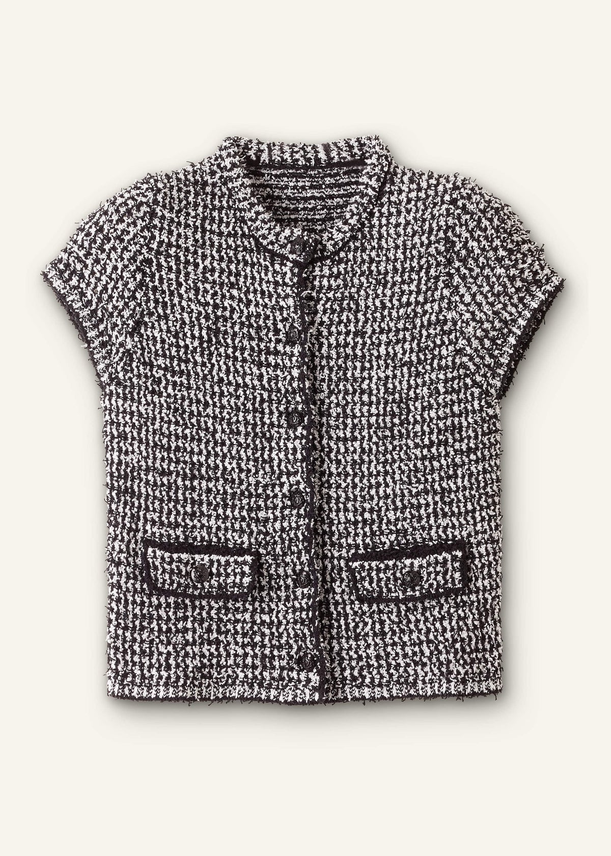 Black Tweed Knit Pouf Sleeve Crop Jacket | ME+EM