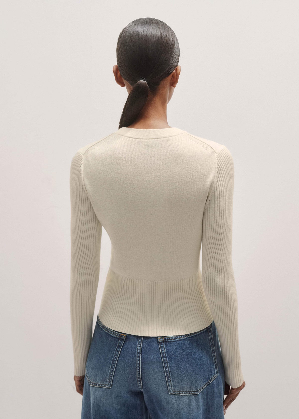 Cream Milano Knit Two-Way Zip Cardigan | ME+EM