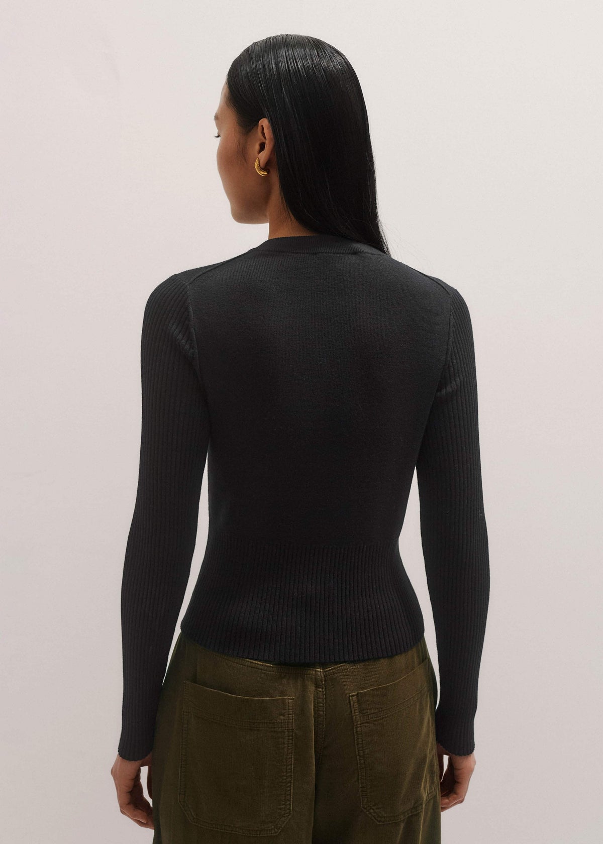 Black Milano Knit Two-Way Zip Cardigan | ME+EM