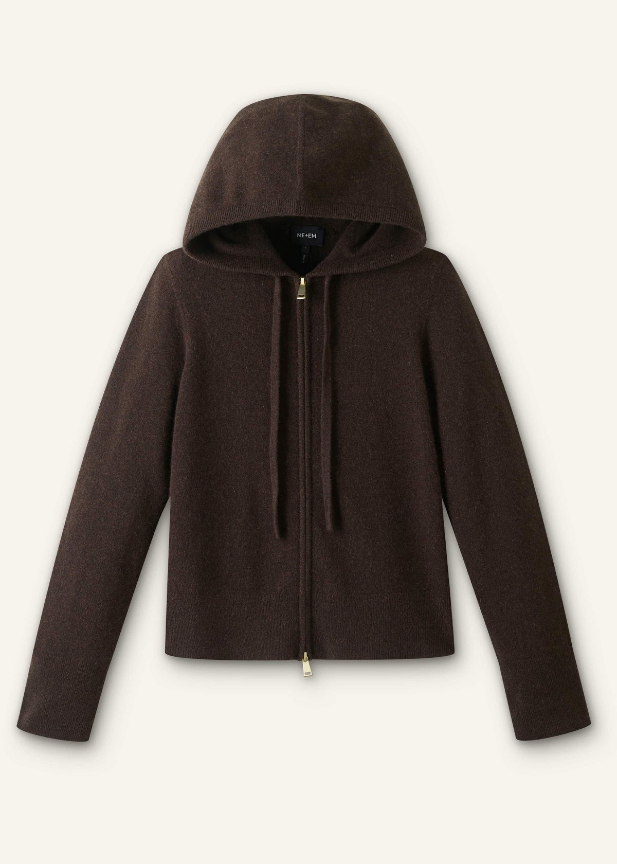 Brown Cashmere Two Way Zip Straight Hoodie | ME+EM
