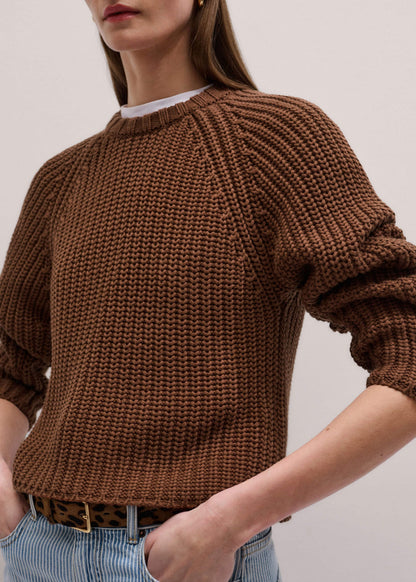 Brown Chunky Cotton Raglan Sweater | ME+EM