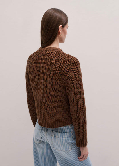 Brown Chunky Cotton Raglan Sweater | ME+EM