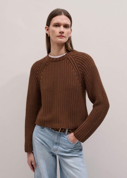 Brown Chunky Cotton Raglan Sweater | ME+EM