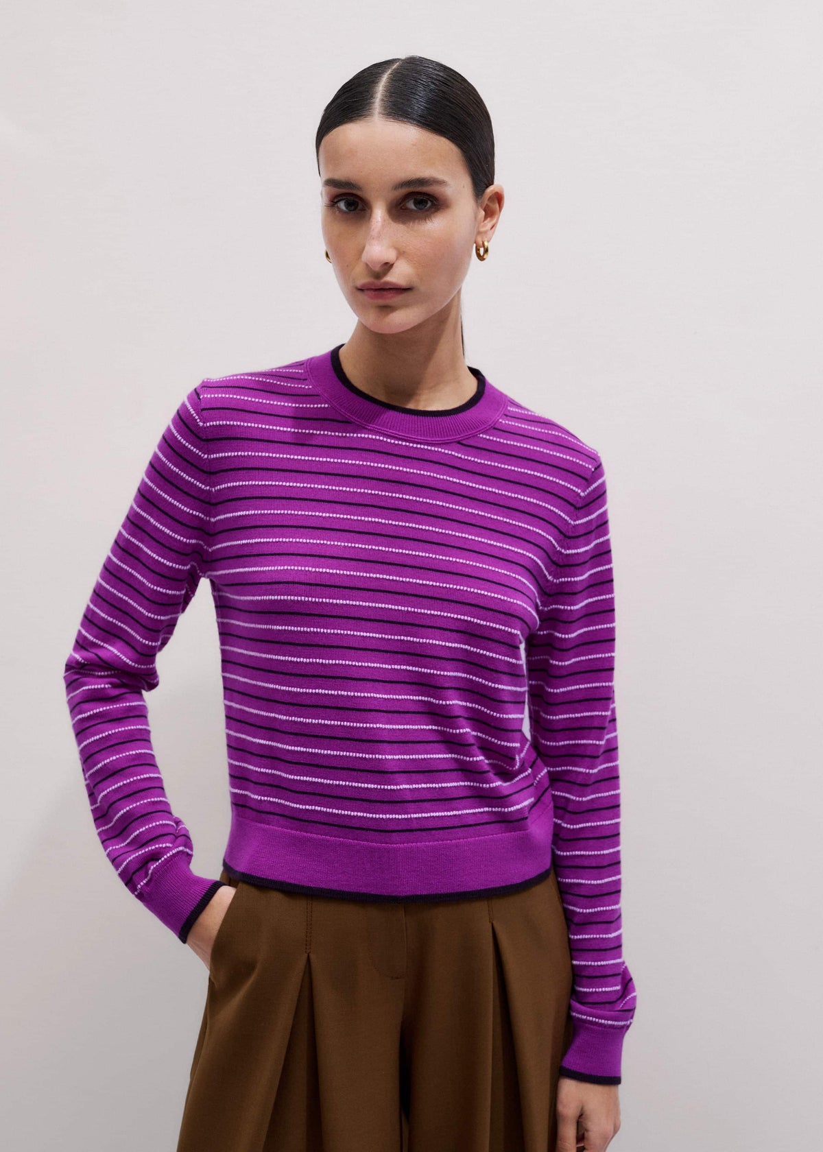Textured Stripe Straight Sweater | ME+EM