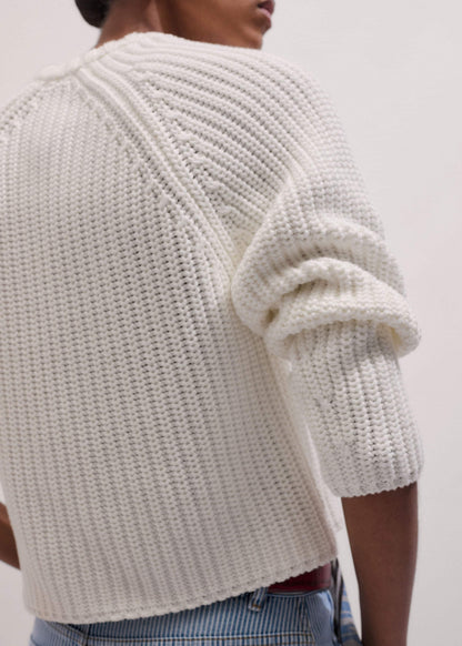 White Chunky Raglan Relaxed Weekend Sweater | ME+EM