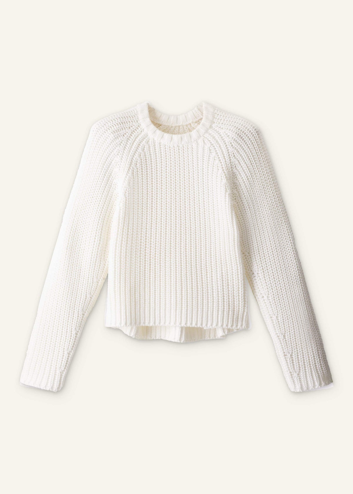 White Chunky Raglan Relaxed Weekend Sweater | ME+EM