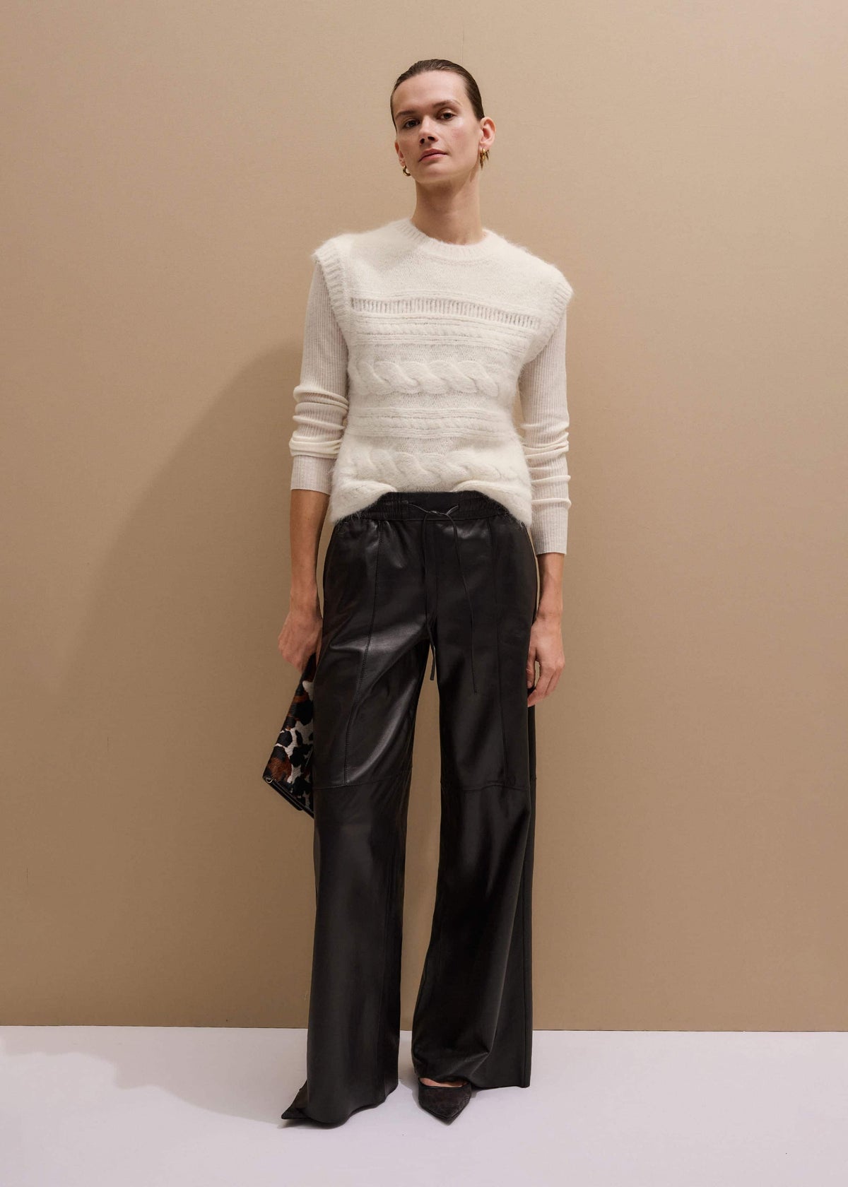 Cream Barely There Slim Rib Layering Sweater | ME+EM