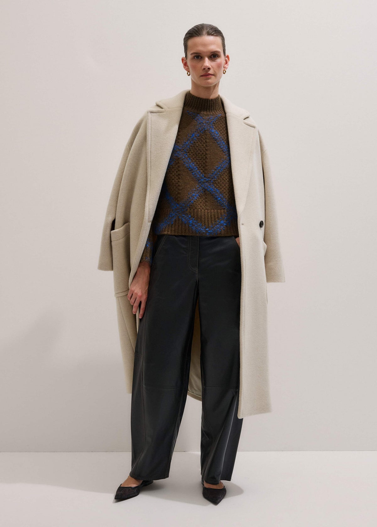 Green Merino Statement Textured Argyle Sweater | ME+EM