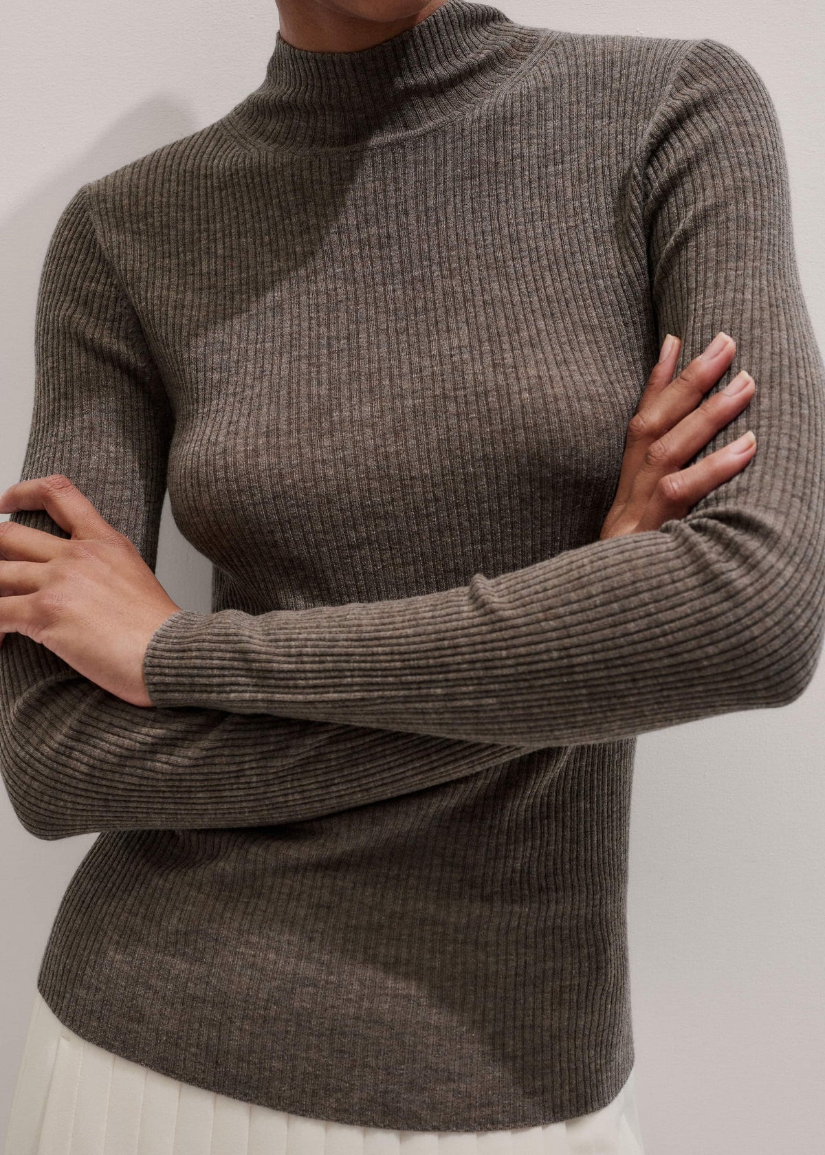 Brown Barely There Slim Layering Sweater | ME+EM