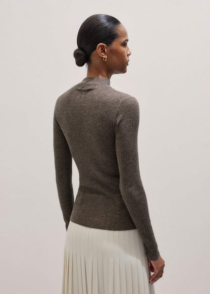 Brown Barely There Slim Layering Sweater | ME+EM