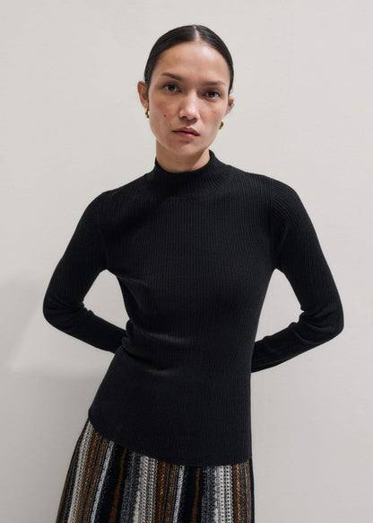 Black Barely There Slim Rib Layering Sweater | ME+EM