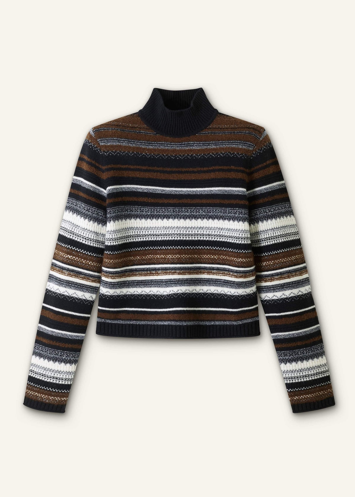 Black Textured Stitch Relaxed High Neck Sweater | ME+EM